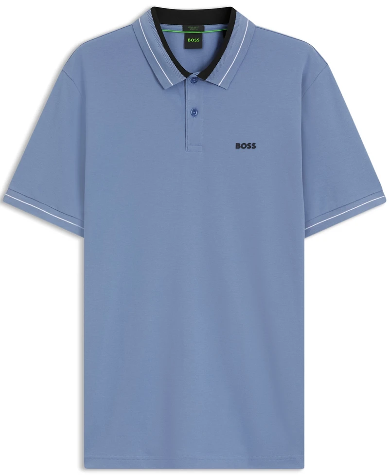 Boss by Hugo Men's Stretch-Cotton Stripe Trims Polo Shirt