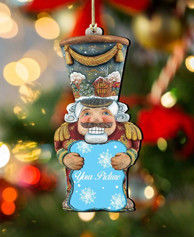 Designocracy Nutcracker Picture Frame Ornament Set of 2