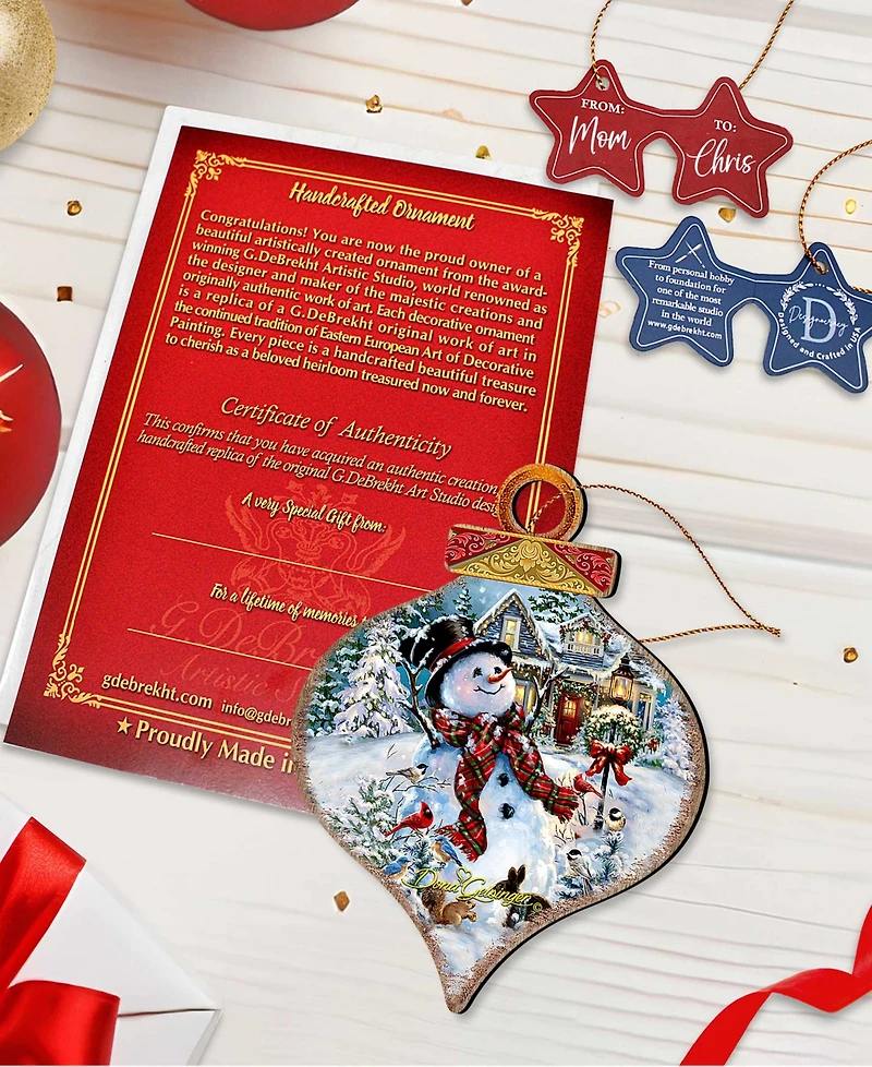 Designocracy An Old Fashioned Christmas Drop Wooden Ornaments, Set of 2