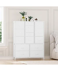 gaomon 15 Drawer Dresser Unit, Chest of Drawers with Wood Tabletop & Metal Frame, Fabric Storage Organizer for Closet Bedroom Living Room