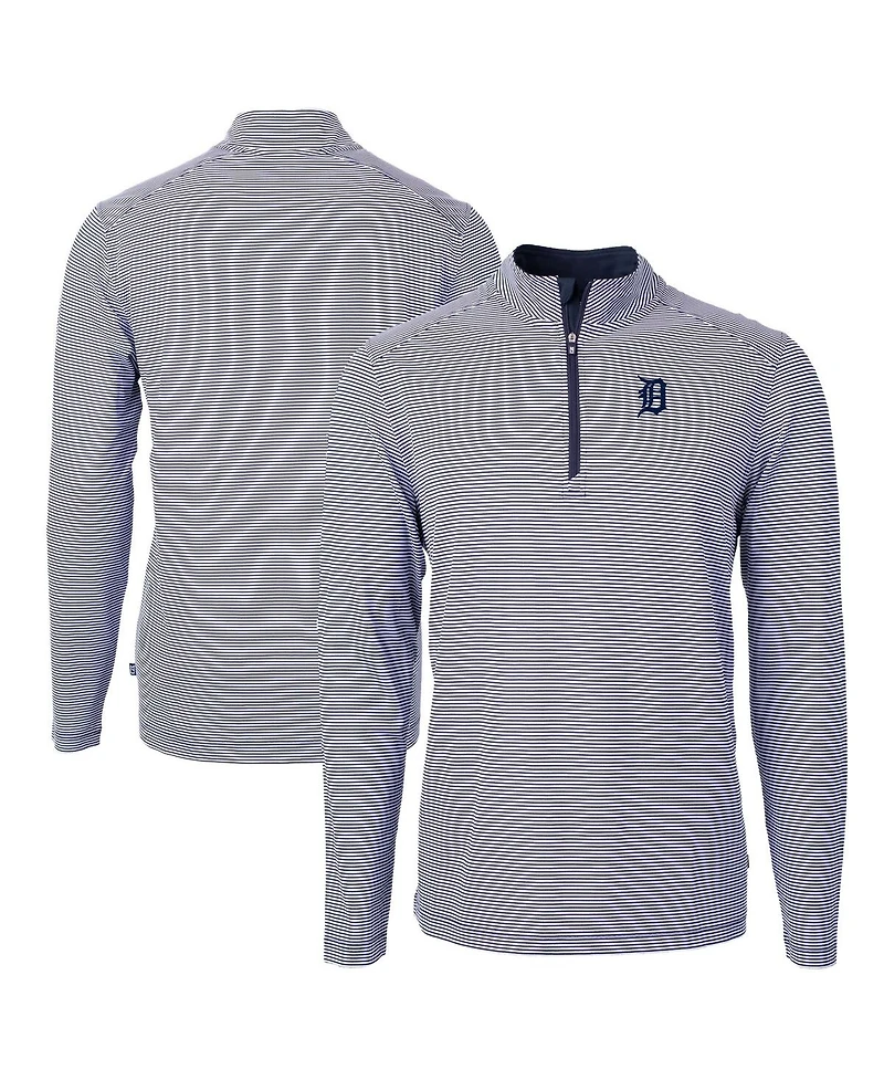 Cutter & Buck Men's Navy/White Detroit Tigers Virtue Eco Pique Micro Stripe Big Tall Quarter-Zip Pullover Sweatshirt