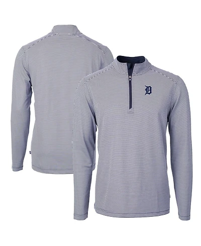 Cutter & Buck Men's Navy/White Detroit Tigers Virtue Eco Pique Micro Stripe Big Tall Quarter-Zip Pullover Sweatshirt