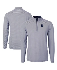 Cutter & Buck Men's Navy/White Detroit Tigers Virtue Eco Pique Micro Stripe Big Tall Quarter-Zip Pullover Sweatshirt