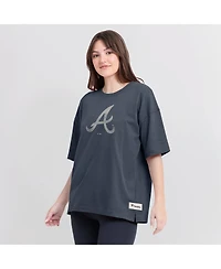 Fanatics Women's Blue Atlanta Braves Oversized Elements Raw Edge Future Ground T-Shirt