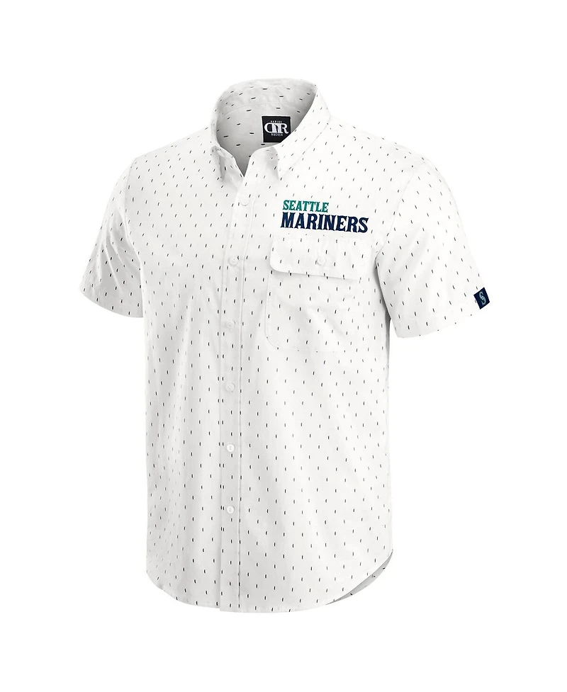 Darius Rucker Collection by Fanatics Men's Cream Seattle Mariners Printed Button-Down Shirt