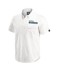 Darius Rucker Collection by Fanatics Men's Cream Seattle Mariners Printed Button-Down Shirt