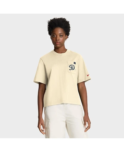Nike Women's Cream Los Angeles Dodgers City Connect Pocket Boxy T-Shirt