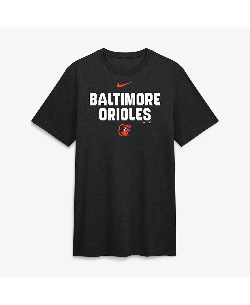 Nike Men's Heather Black Baltimore Orioles Stacked Tri-Blend T-Shirt