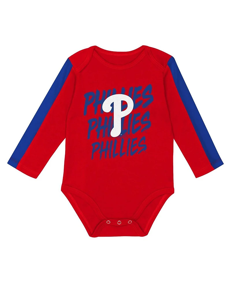Outerstuff Newborn 3-Piece Philadelphia Phillies Double Down Bodysuit and Pants