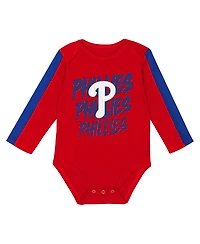 Outerstuff Newborn 3-Piece Philadelphia Phillies Double Down Bodysuit and Pants