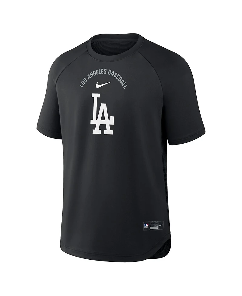 Nike Men's Black Los Angeles Dodgers Authentic Collection Batting Practice Pre-Game Raglan Dri-fit T-Shirt