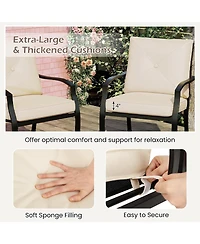 4 Pieces Outdoor Dining Set with Removable Cushions and Rustproof Steel Frame