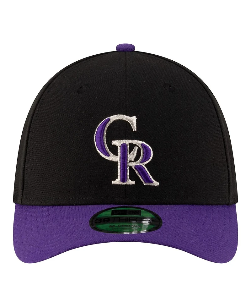New Era Men's Black Colorado Rockies Alternate Player Replica 39THIRTY M-Crown Flex Hat