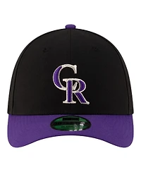 New Era Men's Black Colorado Rockies Alternate Player Replica 39THIRTY M-Crown Flex Hat