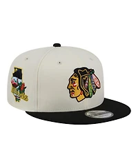 New Era Men's White/Black Chicago Blackhawks Injection Localized Two-Tone 9FIFTY Snapback Hat