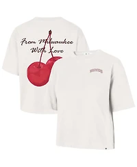 '47 Brand Women's Cream Milwaukee Brewers Love Letter Reed City T-Shirt