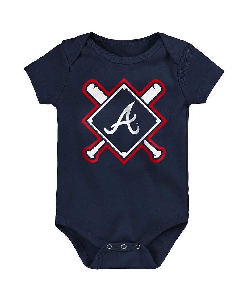 Outerstuff Newborn 3-Piece Atlanta Braves Home Plate Creeper Set