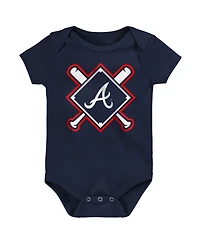 Outerstuff Newborn 3-Piece Atlanta Braves Home Plate Creeper Set