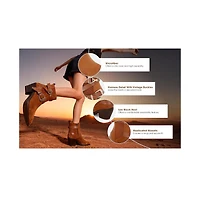 London Rag Womens Raveta Microfiber Buckle Strap Western Boots