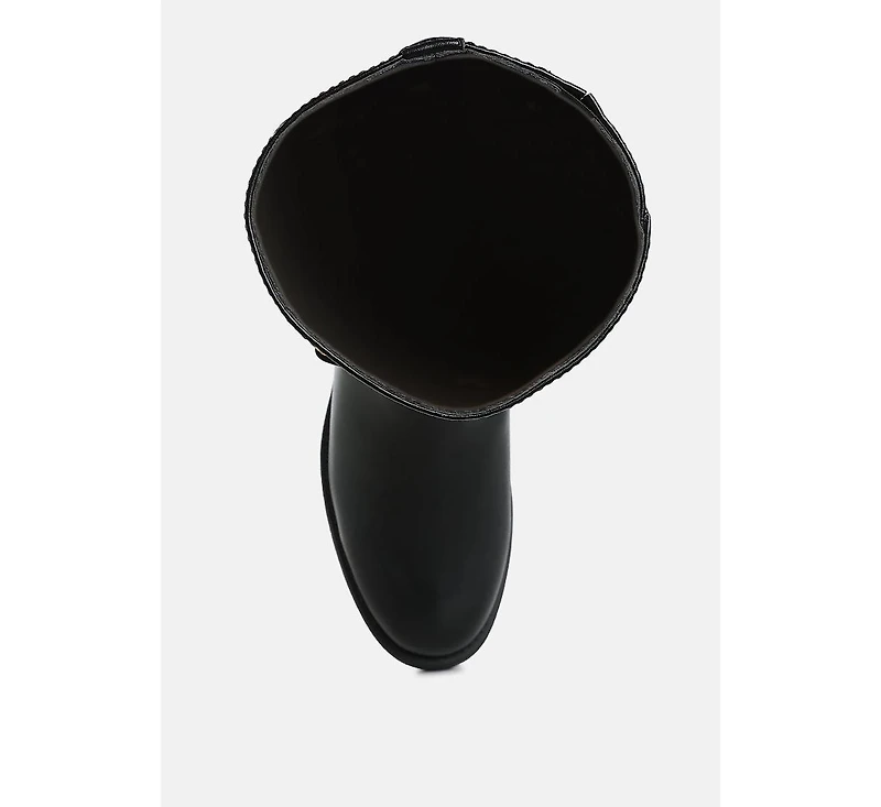 Kiang Metal Chain Link Detail Calf Boots