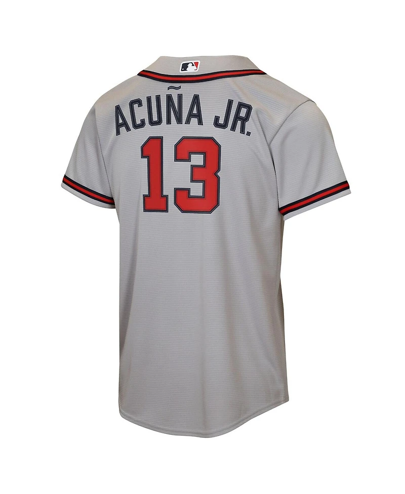 Nike Big Boys and Girls Ronald Acuna Jr. Gray Atlanta Braves Road Replica Jersey