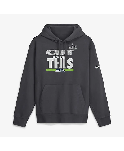 Nike Men's Anthracite Seattle Seahawks Super Bowl Lx Champions Pickoff Move Parade Club Fleece Hoodie