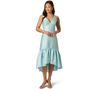 Adrianna Papell Women's Tie Mikado V-Neck Midi Dress