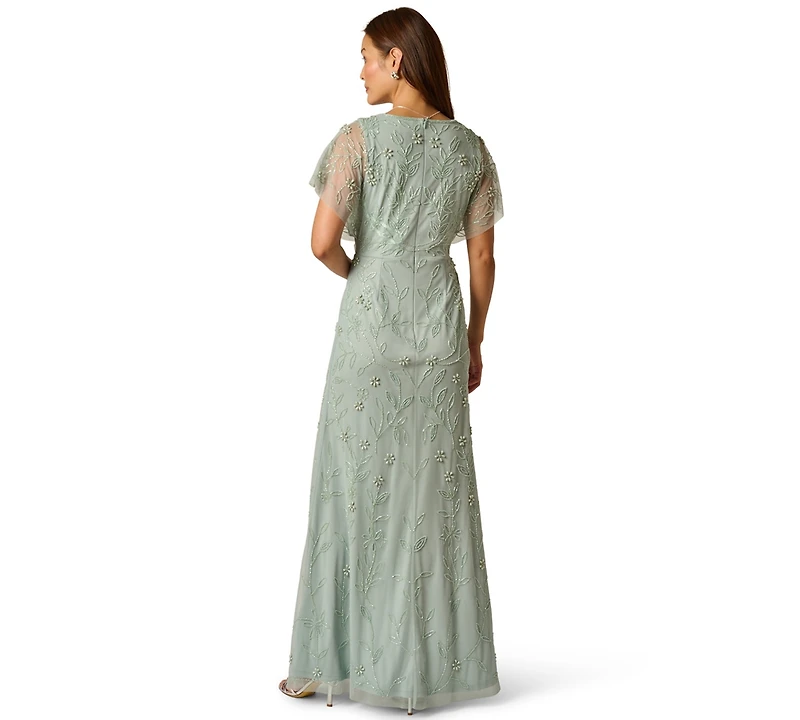 Adrianna Papell Women's Surplice V-Neck Bead Dress