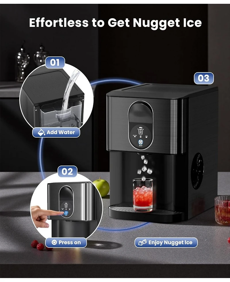 Antarctic Star Countertop Nugget Ice Maker with Dispenser, 44 lbs. Daily Capacity