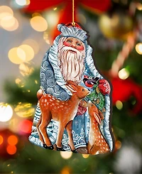 Designocracy Winter Treasure Wooden Christmas Ornament, Set of 2