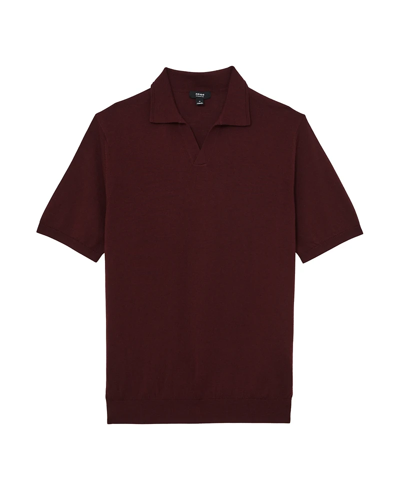 Reiss Men's Merino Wool Open Collar Polo Shirt