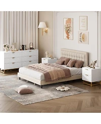 gaomon Modern 6-Drawer Bedroom Dresser with Large Storage and Gold Metal Accents for Entryway, Living Room or Closet