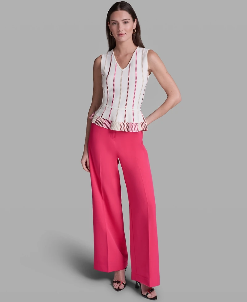 Bcbg Women's Sleeveless V-Neck Peplum Top