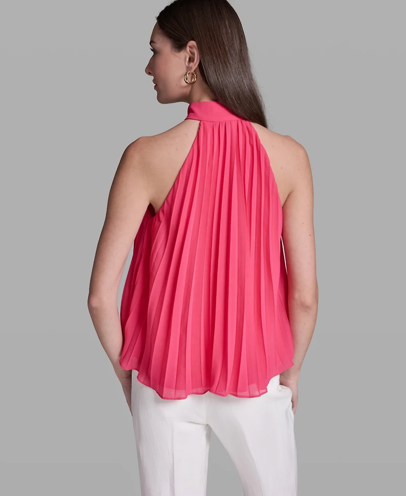 Bcbg Women's Pleated Halter Neck Sleeveless Top