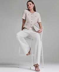 Bcbg Women's Short-Sleeve Crewneck Jacket