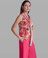 Bcbg Women's Printed Tie-Neck Sleeveless Top