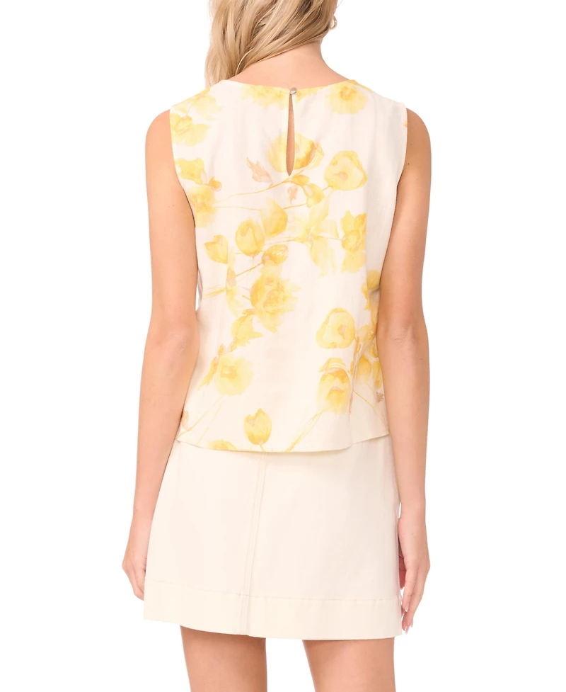 Vince Camuto Women's Floral-Print Crewneck Blouse