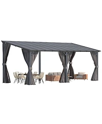 Aecojoy 20'x8' Wall Gazebo with Curtains and Mosquito Netting