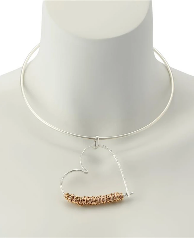 Robert Lee Morris Soho Two-Tone Heart Pendant Wire Necklace