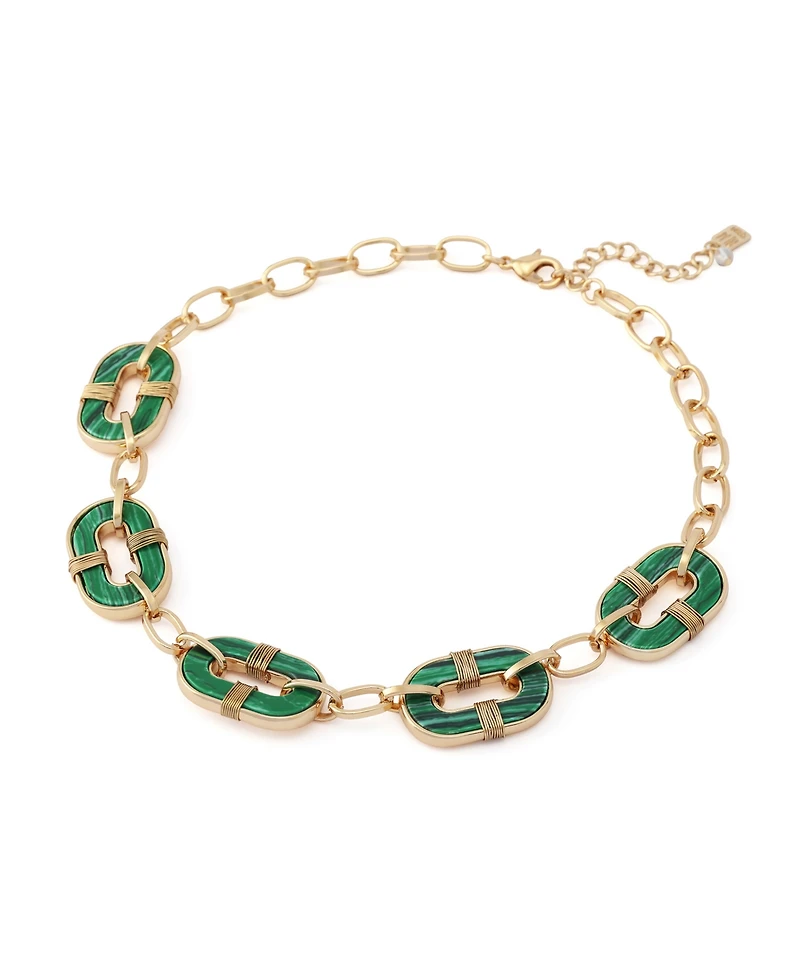 Robert Lee Morris Soho Malachite Link Reversible Bib Necklace