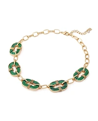 Robert Lee Morris Soho Malachite Link Reversible Bib Necklace