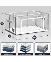 Sorbus Small Foldable Clear Plastic Storage Bags with Metal Frame & Carry Handles Organization for Bedding Linen & Clothing