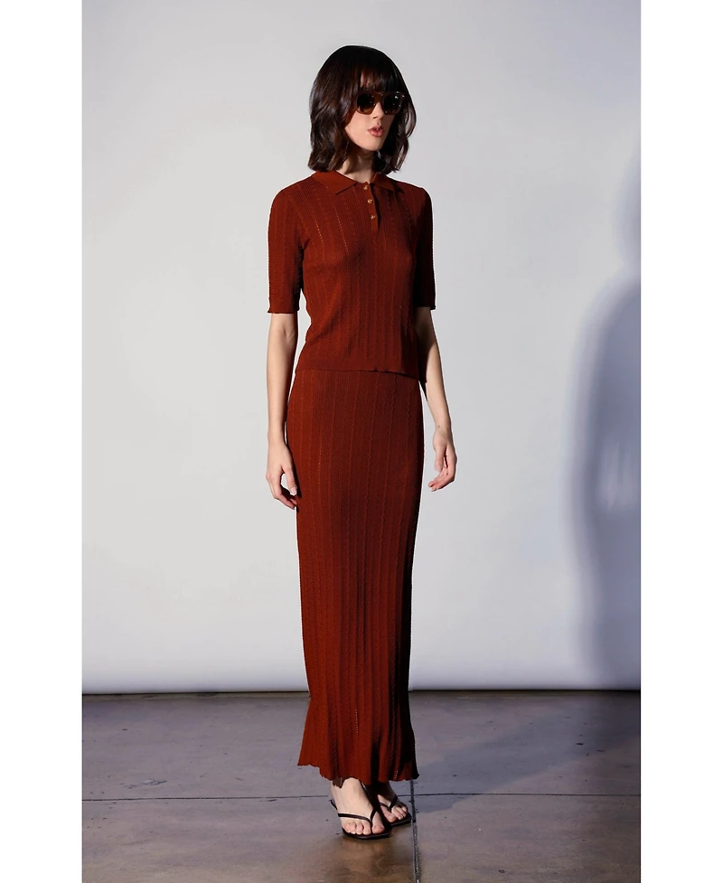 Walter Baker Women's Preston Rope Rib Knit Henley Top