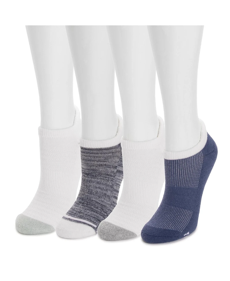 Muk Luks Women's Dream Step Sporty Low Cut Ankle Socks, 4 Pair Pack