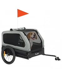 PawHut Dog Bike Trailer, Trailer w/ Flip-Down Ramp Tailgate,