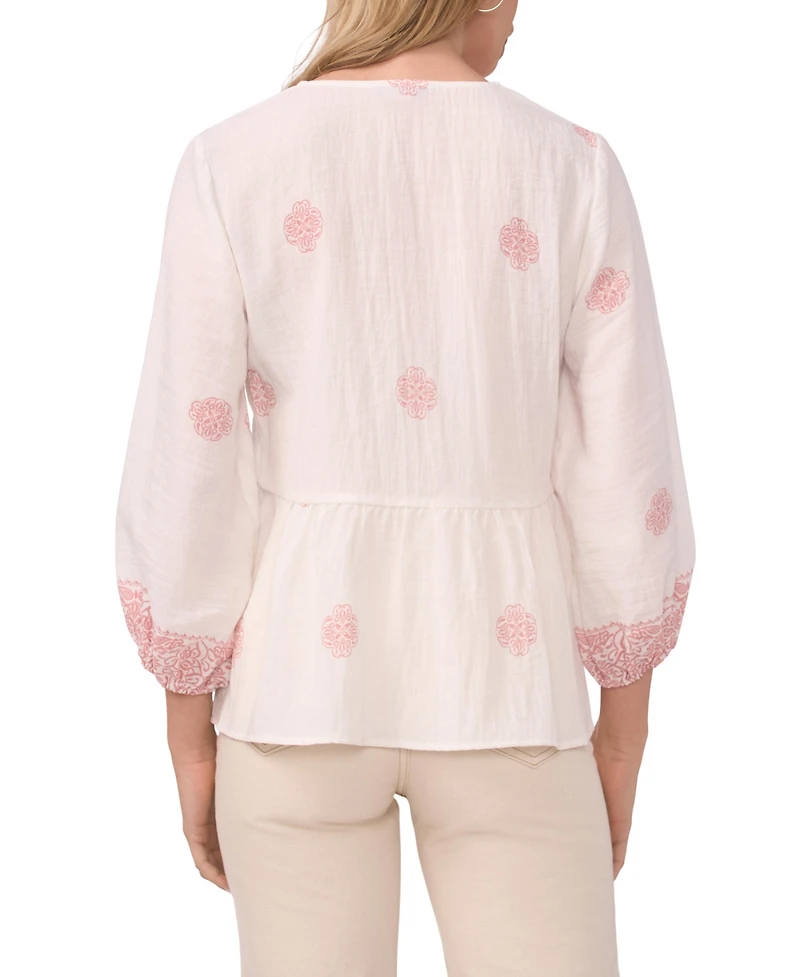 Vince Camuto Women's Tie Neck Peasant Blouse