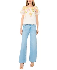 Vince Camuto Women's Crew Neck Tulip-Sleeve Blouse