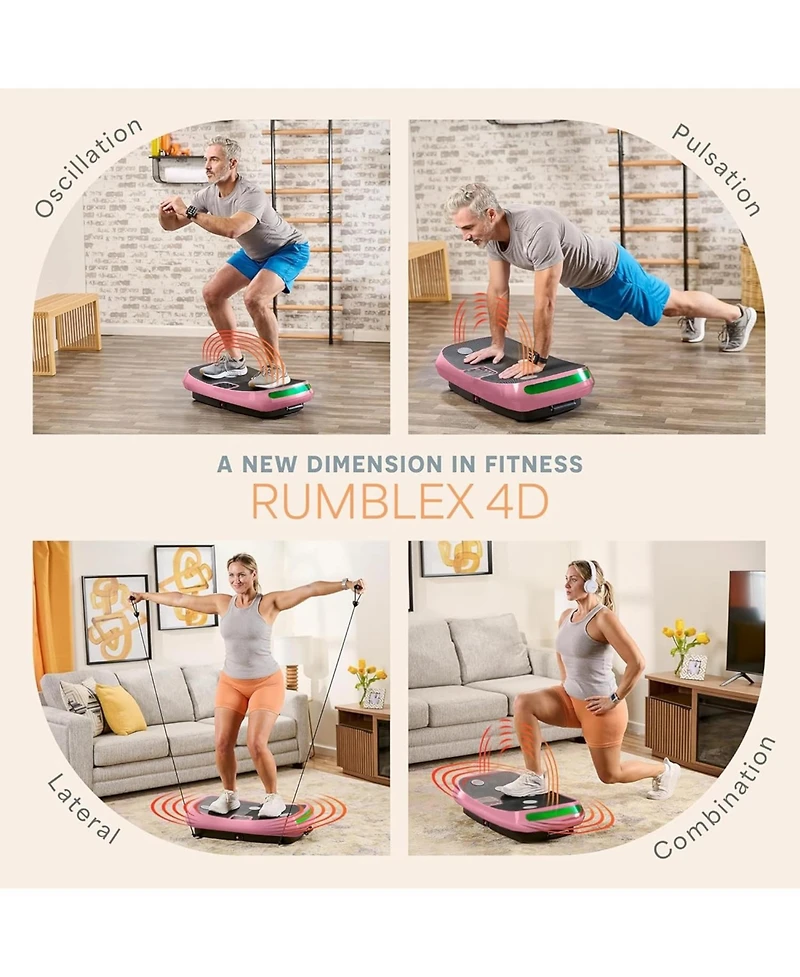 Lifepro Rhythm 4D Vibration Plate Exercise Machine – Whole Body Workout Platform with Handles, Triple Motors & Remote