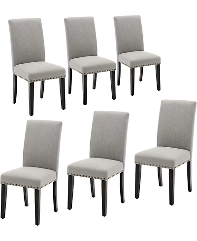 gaomon Dining Chairs Set of 6, Upholstered Fabric Chairs with Nailhead Trim & Wood Legs