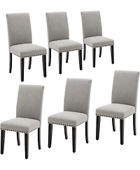 gaomon Dining Chairs Set of 6, Upholstered Fabric Chairs with Nailhead Trim & Wood Legs